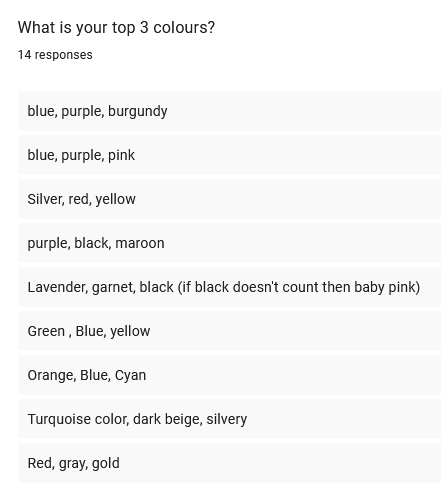 Favourite 3 colours